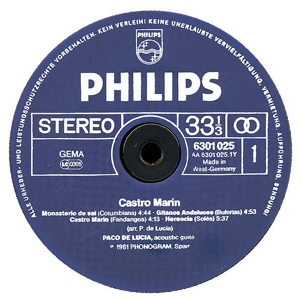 Paco De Lucía : Castro Marin (LP, Album)