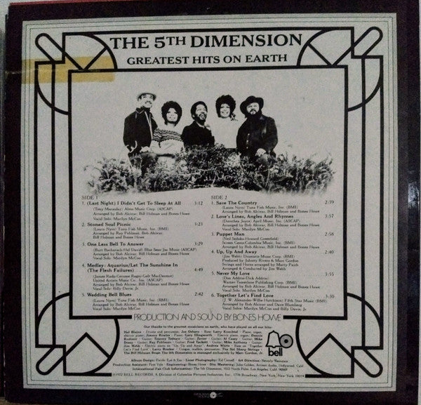 The Fifth Dimension : Greatest Hits On Earth (LP, Comp)