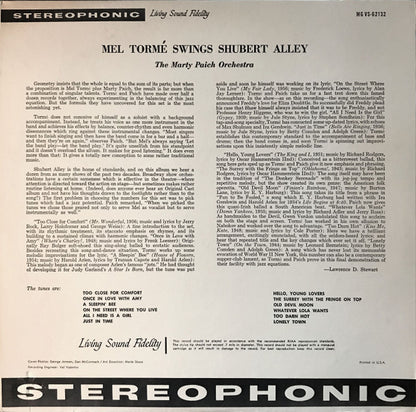 Mel Tormé, Marty Paich Orchestra : Swings Shubert Alley (LP, Album, RP)