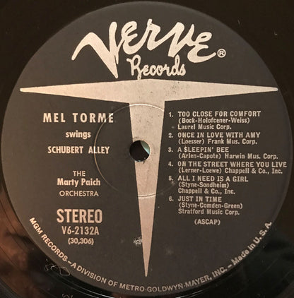 Mel Tormé, Marty Paich Orchestra : Swings Shubert Alley (LP, Album, RP)