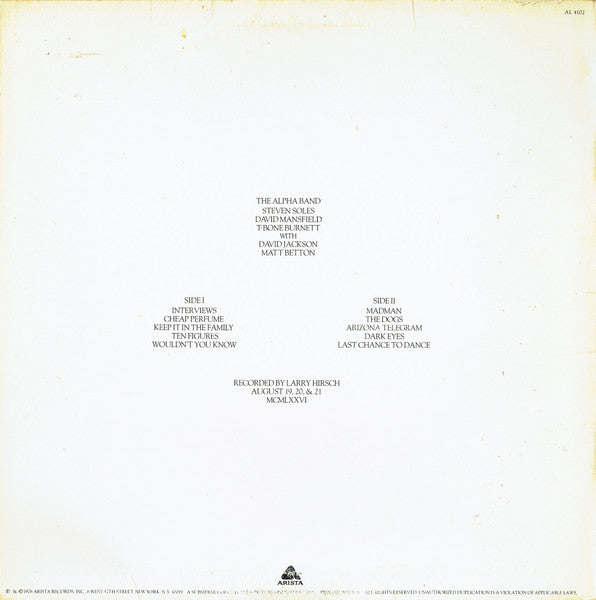 The Alpha Band : The Alpha Band (LP, Album, Pla)
