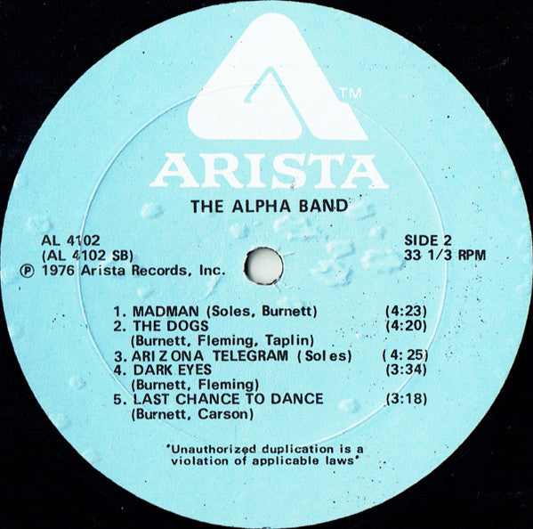 The Alpha Band : The Alpha Band (LP, Album, Pla)