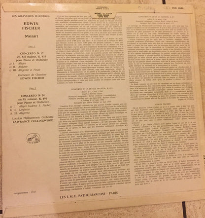 Wolfgang Amadeus Mozart - Edwin Fischer, London Philharmonic Orchestra, Lawrance Collingwood : Concertos Pour Piano (No. 17 En Sol Majeur, K. 453 / No. 24 En Do Mineur, K. 491) (LP, Comp, Mono, RE)