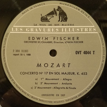 Wolfgang Amadeus Mozart - Edwin Fischer, London Philharmonic Orchestra, Lawrance Collingwood : Concertos Pour Piano (No. 17 En Sol Majeur, K. 453 / No. 24 En Do Mineur, K. 491) (LP, Comp, Mono, RE)