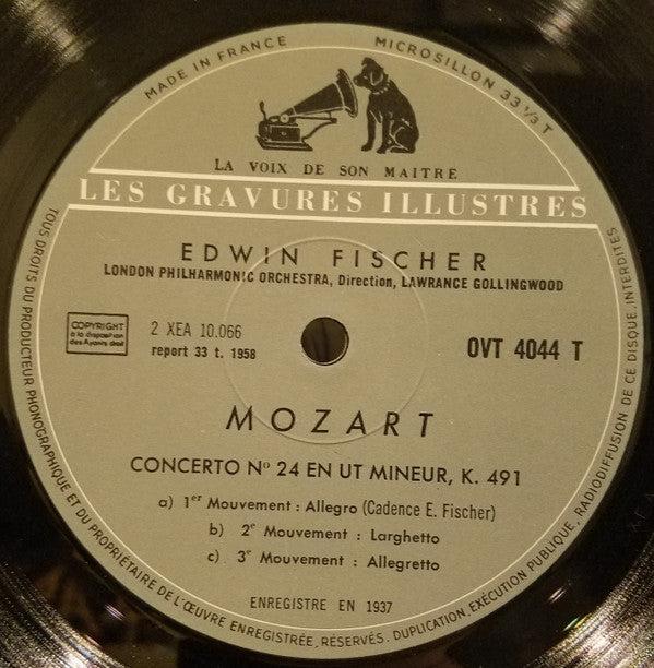 Wolfgang Amadeus Mozart - Edwin Fischer, London Philharmonic Orchestra, Lawrance Collingwood : Concertos Pour Piano (No. 17 En Sol Majeur, K. 453 / No. 24 En Do Mineur, K. 491) (LP, Comp, Mono, RE)