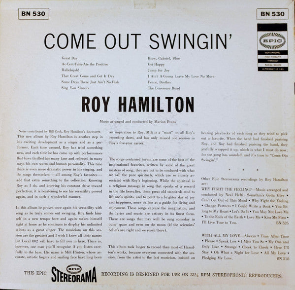 Roy Hamilton (5) : Come Out Swingin' (LP, Album)