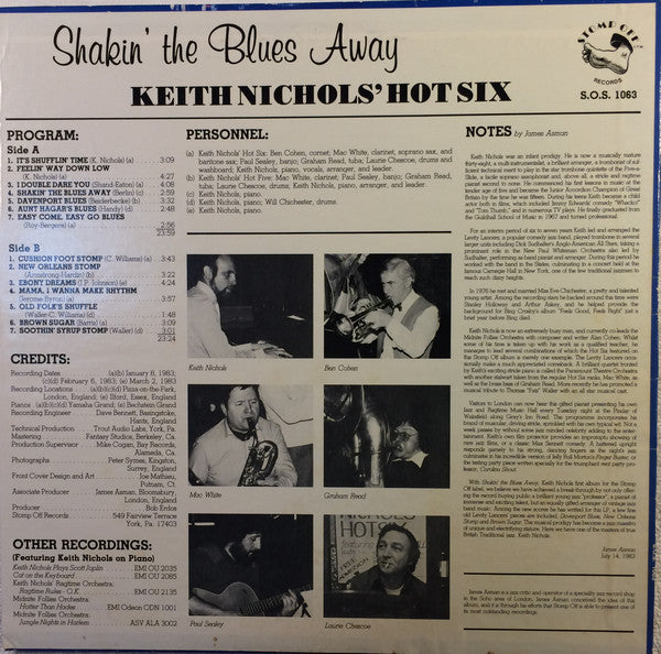 Keith Nichols' Hot Six : Shakin' The Blues Away (LP, Album)