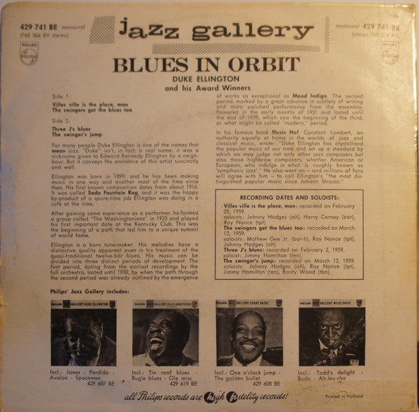 Duke Ellington And His Award Winners : Blues In Orbit (7", EP, Mono)