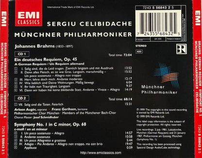 Sergiu Celibidache, Münchner Philharmoniker, Johannes Brahms : Brahms I / German Requiem (2xCD, RM)