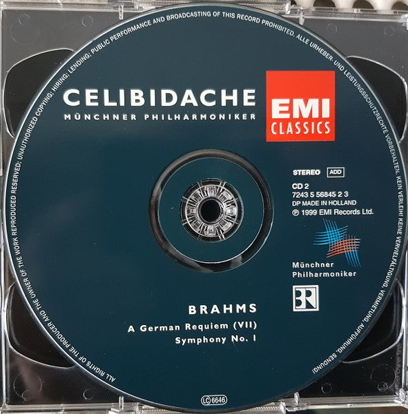 Sergiu Celibidache, Münchner Philharmoniker, Johannes Brahms : Brahms I / German Requiem (2xCD, RM)