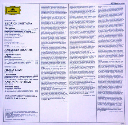 Chicago Symphony Orchestra • Daniel Barenboim : Die Moldau • Ungarische Tänze = Hungarian Dances • Les Préludes • Slawische Tänze = Slavonic Dances (LP)