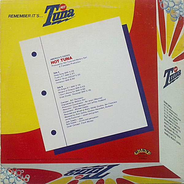 Hot Tuna : America's Choice (LP, Album, Hol)