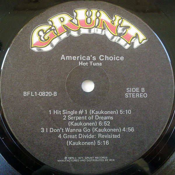 Hot Tuna : America's Choice (LP, Album, Hol)