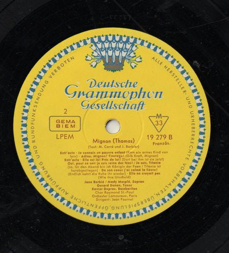Ambroise Thomas - Jane Berbié, Mady Mesplé, Gérard Dunan, Xavier Depraz, Jean Fournet : Mignon (LP)