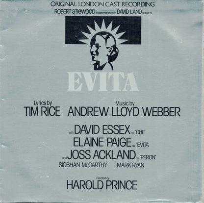 "Evita" Original London Cast Recording,  Robert Stigwood  In Association With David Land Presents, Lyrics By  Tim Rice , Music By  Andrew Lloyd Webber : Evita (LP, Album, Gat)