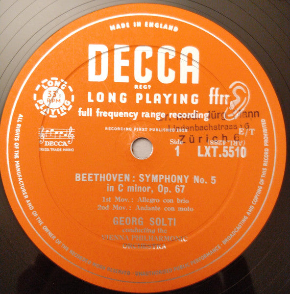 Ludwig van Beethoven, Georg Solti, Wiener Philharmoniker : Symphony 5 (LP, Mono)