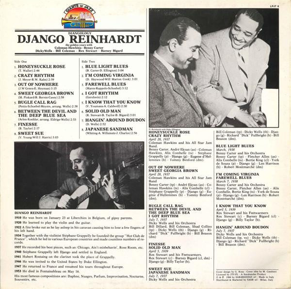 Django Reinhardt : Djangology (The Golden Years With Coleman Hawkins - Benny Carter - Dicky Wells - Bill Coleman - Rex Stewart - Barney Bigard) (LP, Comp)