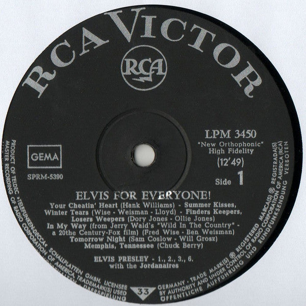 Elvis Presley : Elvis For Everyone!  (LP, Album, Mono)