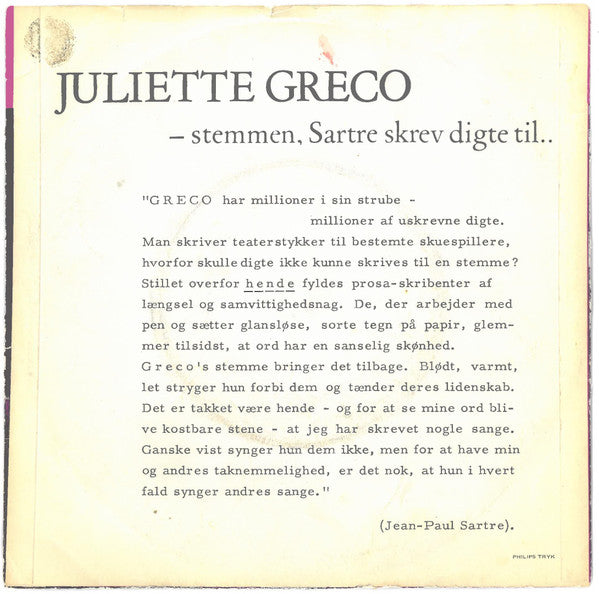 Juliette Gréco : Il N'Y A Plus D'Après / Jolie Môme (7", Single)