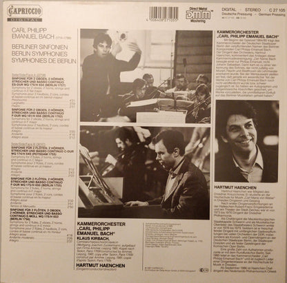 Carl Philipp Emanuel Bach - Kammerorchester Carl Philipp Emanuel Bach, Hartmut Haenchen : Berliner Sinfonien (LP, Album, gat)