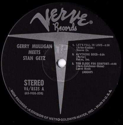 Stan Getz & Gerry Mulligan : Gerry Mulligan Meets Stan Getz (LP, Album, RE)