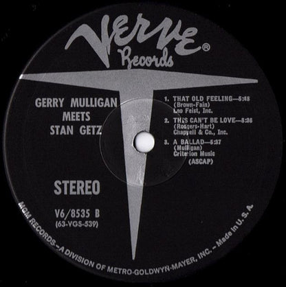 Stan Getz & Gerry Mulligan : Gerry Mulligan Meets Stan Getz (LP, Album, RE)