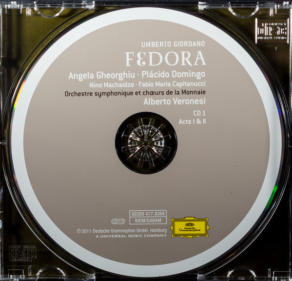 Umberto Giordano - Angela Gheorghiu, Placido Domingo, Nino Machaidze, Fabio Maria Capitanucci, Orchestre Du Théâtre Royal De La Monnaie et Choeurs Du Théâtre Royal De La Monnaie, Alberto Veronesi : Fedora (2xCD, Album)