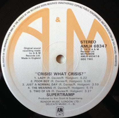 Supertramp : Crisis? What Crisis? (LP, Album)