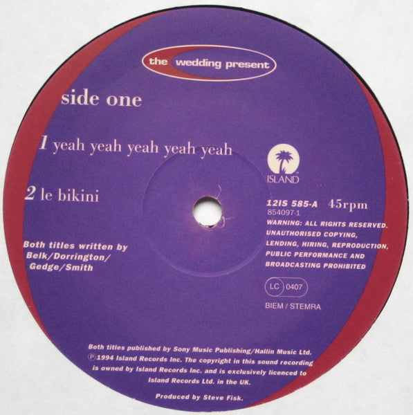 The Wedding Present : Yeah Yeah Yeah Yeah Yeah (12", Single)