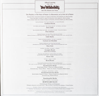 Albert Lortzing, Edith Mathis, Georgine Resick, Peter Schreier, Gottfried Hornik, Hans Sotin, Staatskapelle Berlin, Bernhard Klee : Der Wildschütz (3xLP, Album + Box)