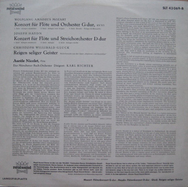 Wolfgang Amadeus Mozart, Joseph Haydn, Christoph Willibald Gluck, Aurèle Nicolet, Münchener Bach-Orchester, Karl Richter : Flötenkonzerte (LP)