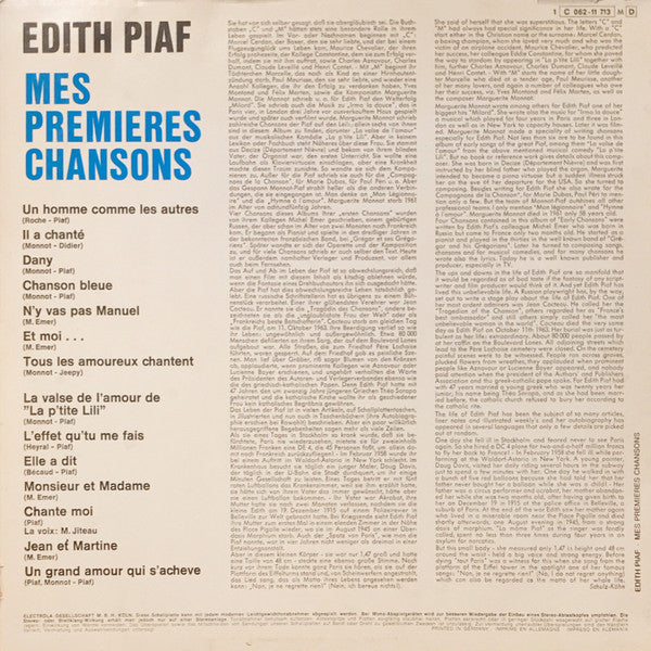 Edith Piaf : Mes Premieres Chansons (LP, Comp, RP)