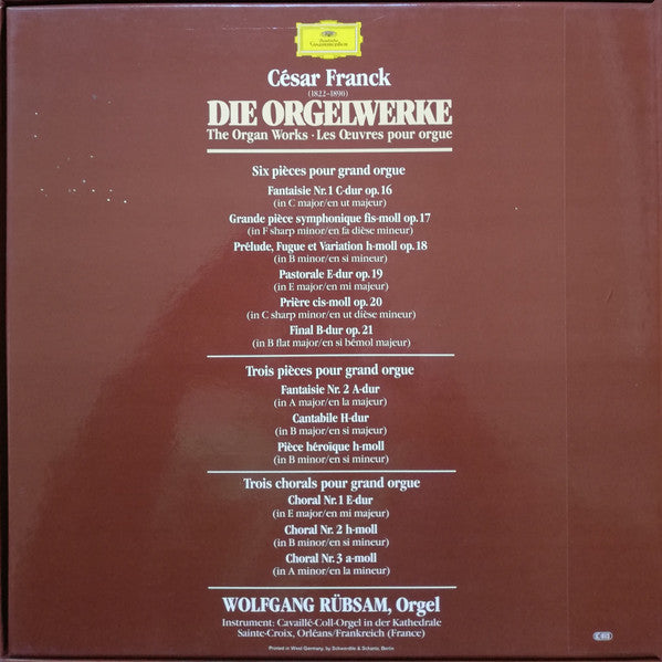 César Franck - Wolfgang Rübsam (2) : Die Orgelwerke = Les Oeuvres Pour Orgue (Box + 3xLP)