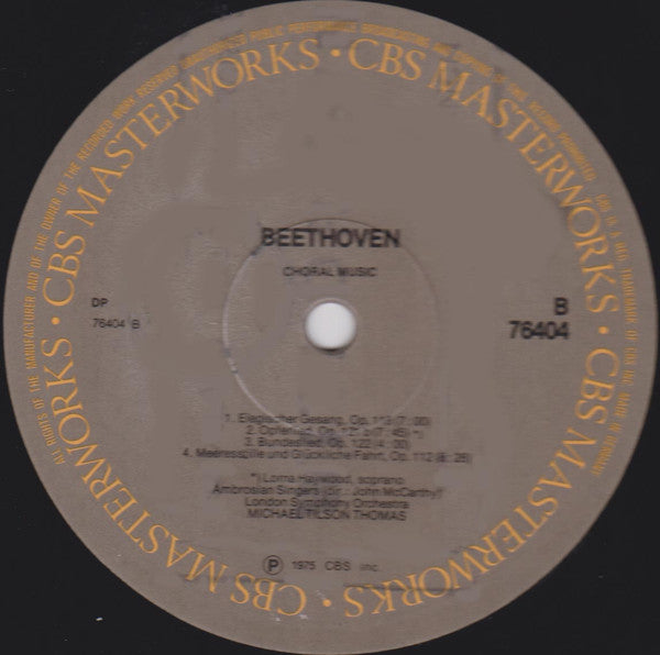 Ludwig van Beethoven, The Ambrosian Singers, London Symphony Orchestra, Michael Tilson Thomas : Choral Music Chorwerke-Oeuvres Chorales (LP)
