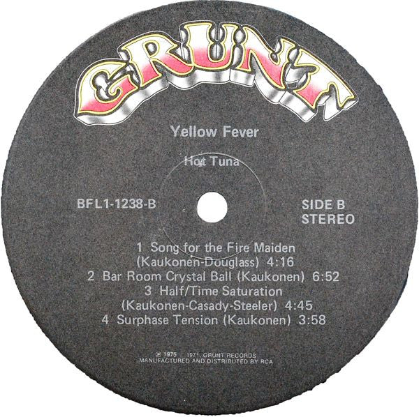 Hot Tuna : Yellow Fever (LP, Album, Ind)