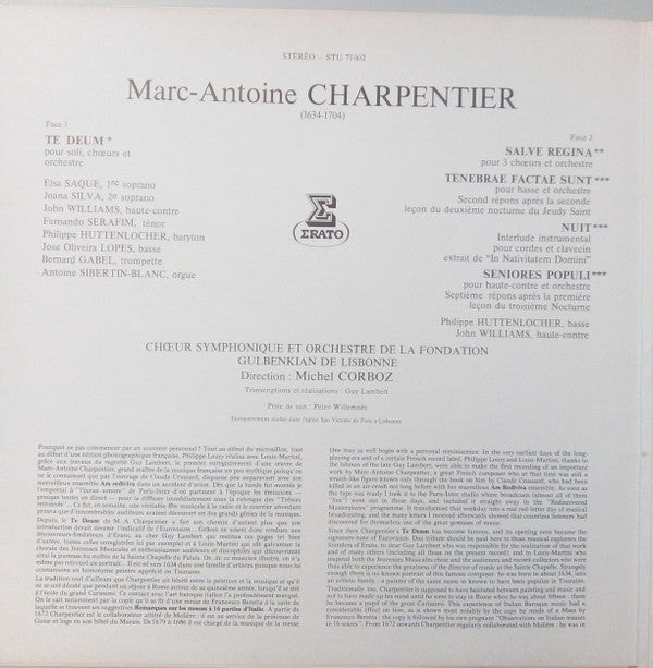 Marc Antoine Charpentier, Gulbenkian Orchestra, Michel Corboz : Te Deum (LP, Pur)