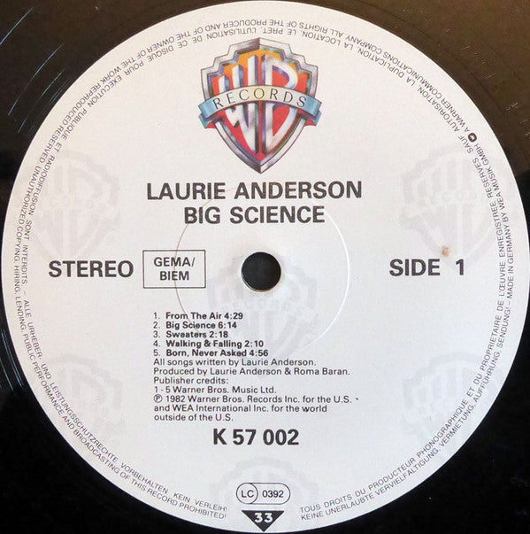 Laurie Anderson : Big Science (LP, Album)