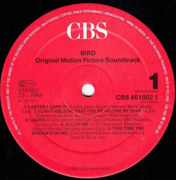 Bird (28) : Bird (Original Motion Picture Soundtrack) (LP, Album)
