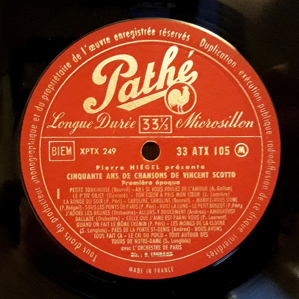 Various, Grand Orchestre De Paris Sous La Direction De Raymond Legrand : 50 Ans De Chansons De Vincent Scotto Première Époque (LP, Album, Mono)