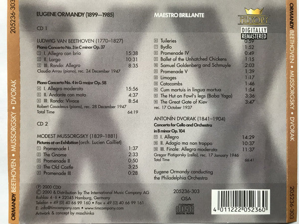 Eugene Ormandy - Ludwig van Beethoven, Modest Mussorgsky, Antonín Dvořák : Maestro Brillante (2xCD, Comp, RM)