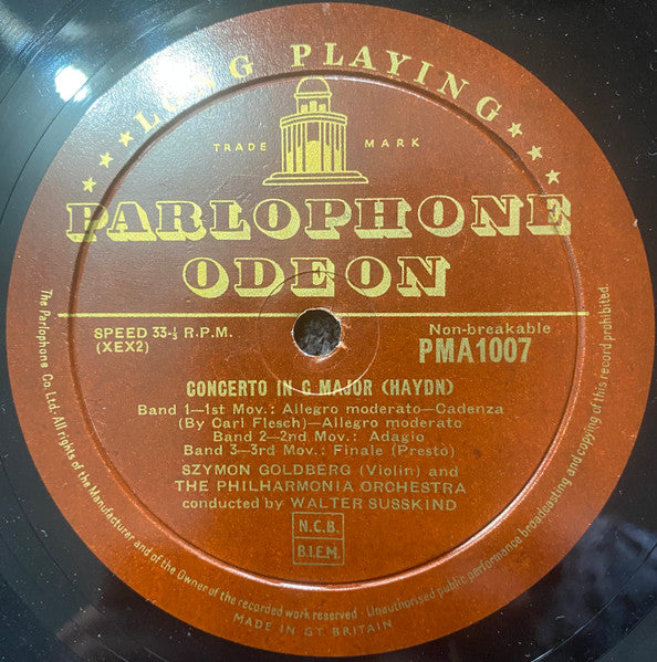 Szymon Goldberg, Philharmonia Orchestra, Walter Susskind  -  Johann Sebastian Bach  /  Joseph Haydn : Violin Concerto In E Major / Violin Concerto In C Major (LP)