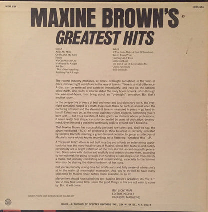 Maxine Brown : Maxine Brown's Greatest Hits (LP, Comp, RE)