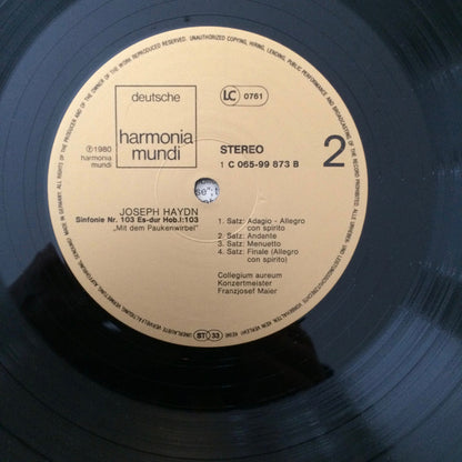 Collegium Aureum Auf Originalinstrumenten Franzjosef Maier, Joseph Haydn : Sinfonie Nr. 94 G-dur "Mit Dem Paukenschlag" - Sinfonie Nr. 103 Es-Dur "Mit Dem Paukenwirbel" (LP)