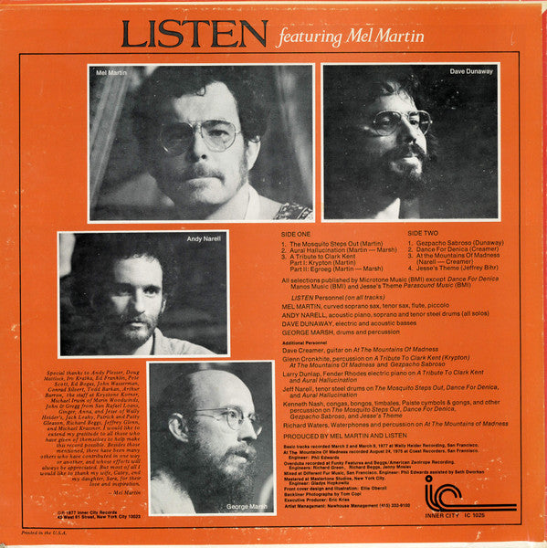 Listen Featuring Mel Martin : Listen Featuring Mel Martin (LP, Album)