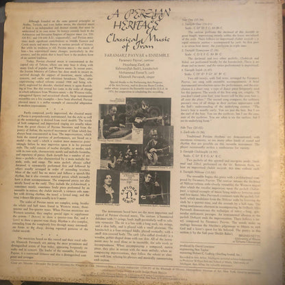 Faramarz Payvar & Ensemble : A Persian Heritage (Classical Music Of Iran) (LP)
