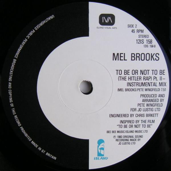 Mel Brooks : To Be Or Not To Be (The Hitler Rap) Pts. 1&2 (12", Single)