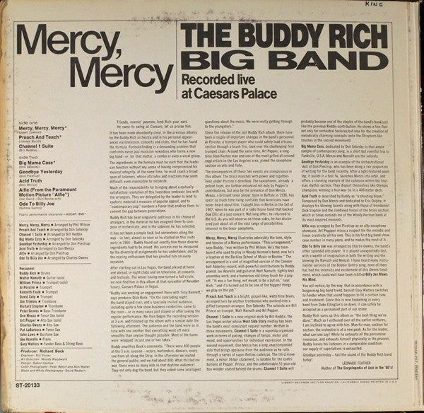 Buddy Rich Big Band : Mercy, Mercy (LP, Album, Gat)