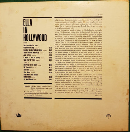 Ella Fitzgerald : Ella In Hollywood (LP, Album, Mono)