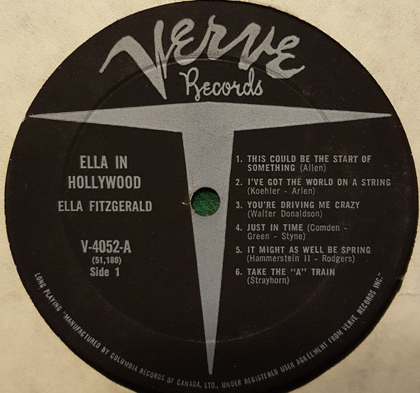 Ella Fitzgerald : Ella In Hollywood (LP, Album, Mono)