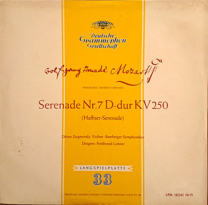 Wolfgang Amadeus Mozart - Denes Zsigmondy, Ferdinand Leitner, Bamberger Symphoniker : Serenade Nr.7 D-Dur KV 250 (Haffner-Serenade) (LP, Album, Mono)